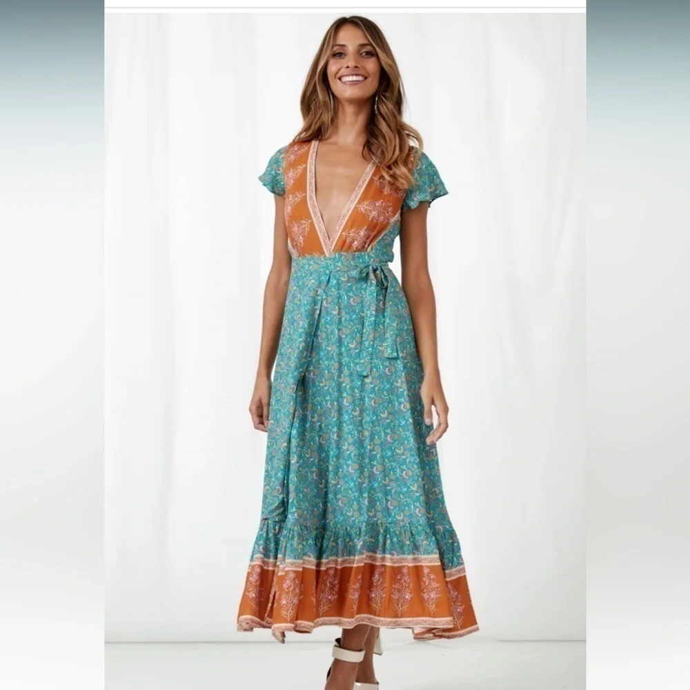 A ESICA MIDI DRESS JADE SIZE SMALL